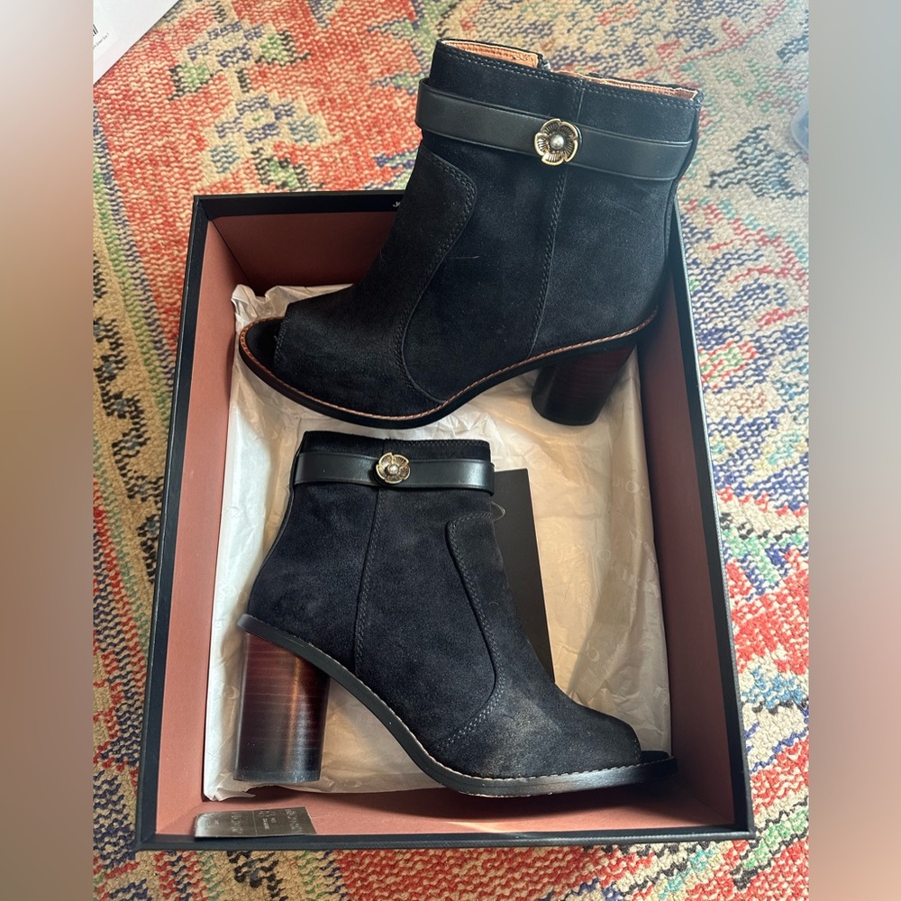 Coach Black Suede Heeled Boots